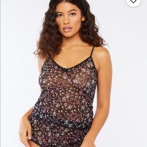 Savage X Fenty Mesh Black Floral Matching Set